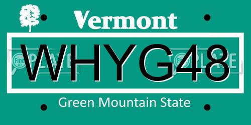WHYG48 Vermont License Plate