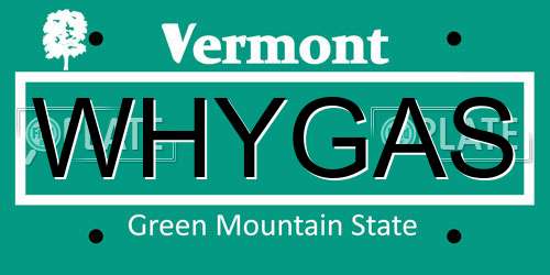 WHYGAS Vermont License Plate
