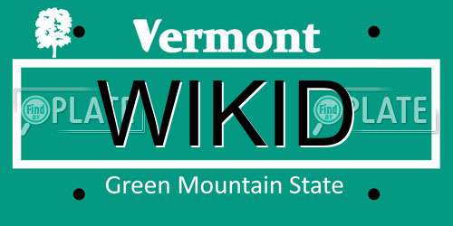 WIKID Vermont License Plate