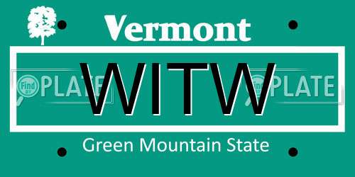 WITW Vermont License Plate