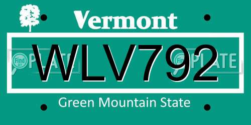 WLV792 Vermont License Plate