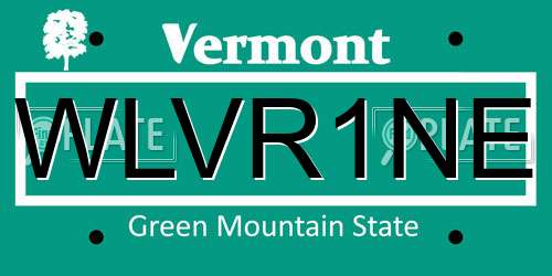 WLVR1NE Vermont License Plate