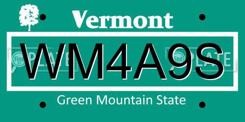 WM4A9S Vermont License Plate