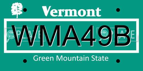 WMA49B Vermont License Plate
