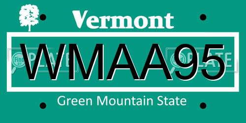 WMAA95 Vermont License Plate