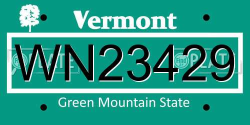 WN23429 Vermont License Plate