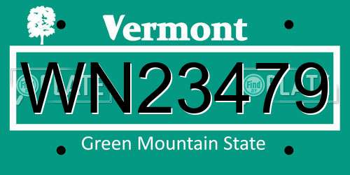 WN23479 Vermont License Plate
