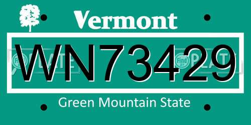 WN73429 Vermont License Plate