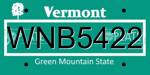 WNB5422 Vermont License Plate