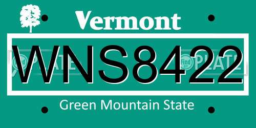 WNS8422 Vermont License Plate
