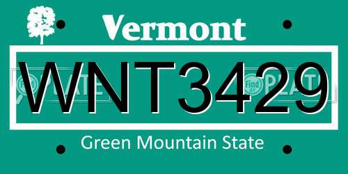 WNT3429 Vermont License Plate