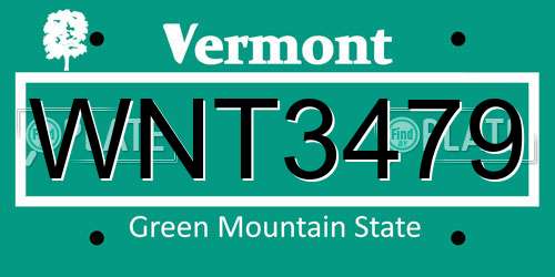 WNT3479 Vermont License Plate