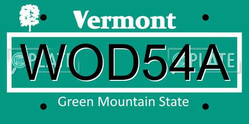 WOD54A Vermont License Plate