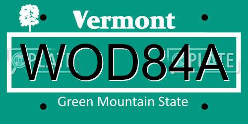 WOD84A Vermont License Plate