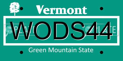 WODS44 Vermont License Plate