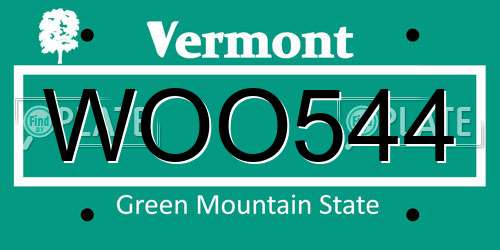 WOO544 Vermont License Plate