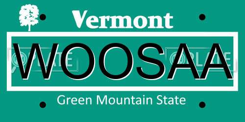 WOOSAA Vermont License Plate