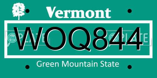 WOQ844 Vermont License Plate