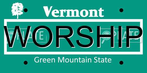 WORSHIP Vermont License Plate