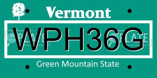 WPH36G Vermont License Plate