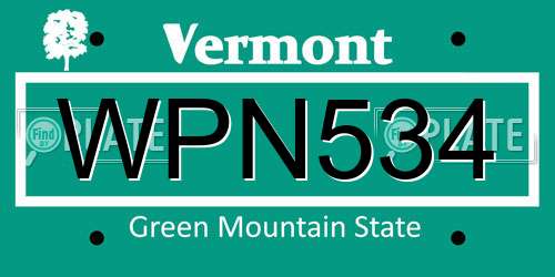 WPN534 Vermont License Plate