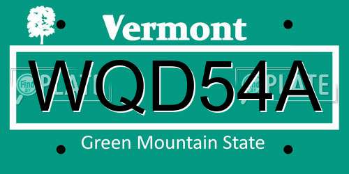 WQD54A Vermont License Plate