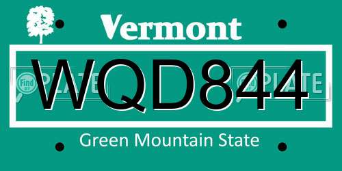 WQD844 Vermont License Plate