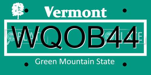 WQOB44 Vermont License Plate