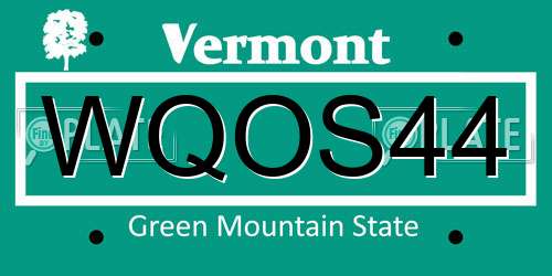 WQOS44 Vermont License Plate