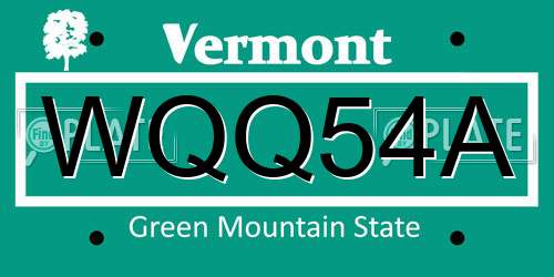WQQ54A Vermont License Plate
