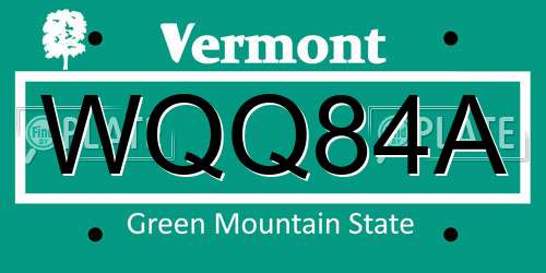 WQQ84A Vermont License Plate