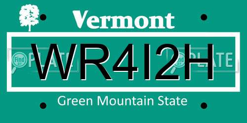 WR4I2H Vermont License Plate