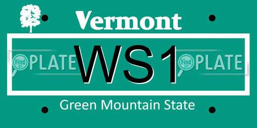 WS1 Vermont License Plate