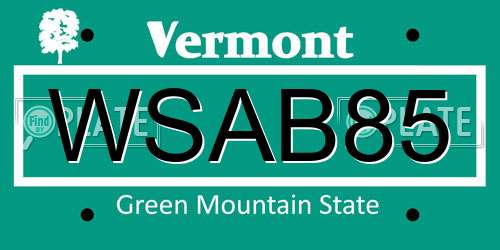 WSAB85 Vermont License Plate