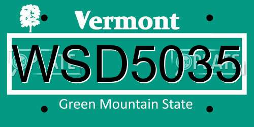 WSD5035 Vermont License Plate