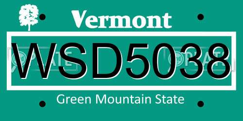 WSD5038 Vermont License Plate