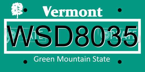 WSD8035 Vermont License Plate