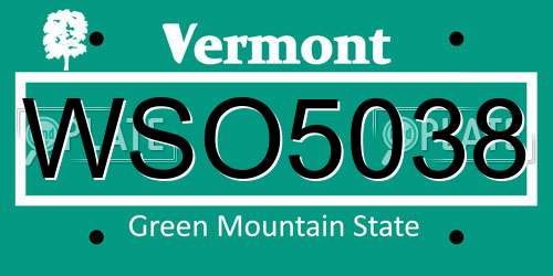 WSO5038 Vermont License Plate