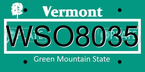 WSO8035 Vermont License Plate