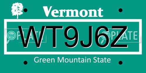 WT9J6Z Vermont License Plate