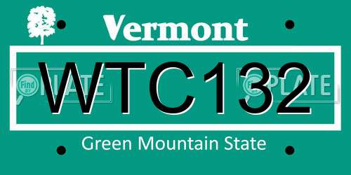 WTC132 Vermont License Plate
