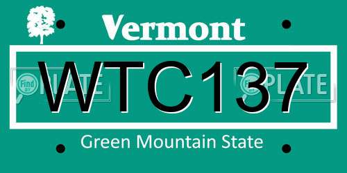 WTC137 Vermont License Plate