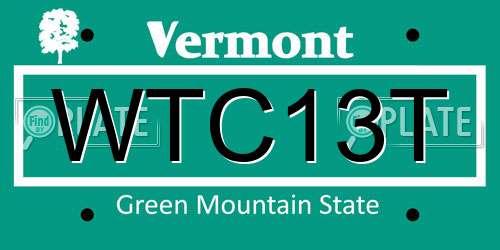 WTC13T Vermont License Plate
