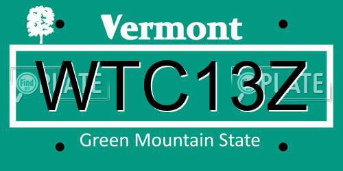 WTC13Z Vermont License Plate