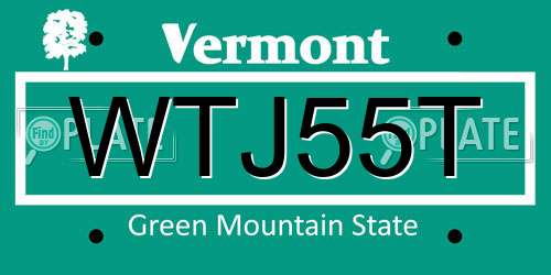WTJ55T Vermont License Plate