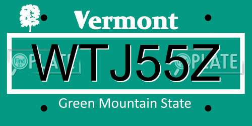 WTJ55Z Vermont License Plate