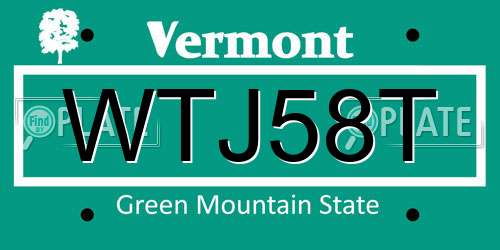 WTJ58T Vermont License Plate