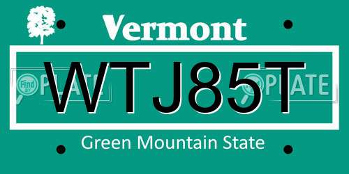 WTJ85T Vermont License Plate