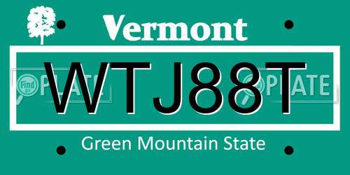 WTJ88T Vermont License Plate