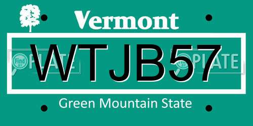 WTJB57 Vermont License Plate